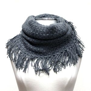 Soft Infinity Scarf in Grey with Fringe.
